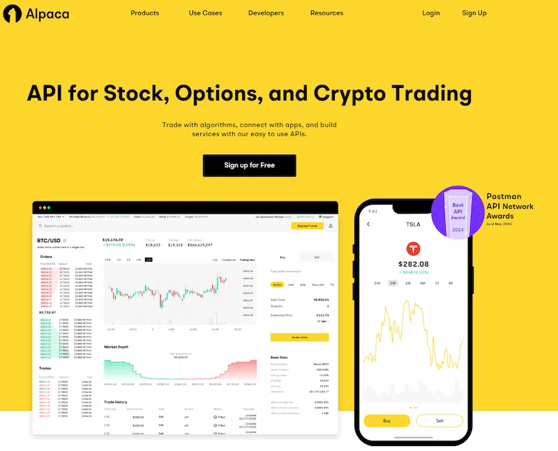 Web de Alpaca Markets