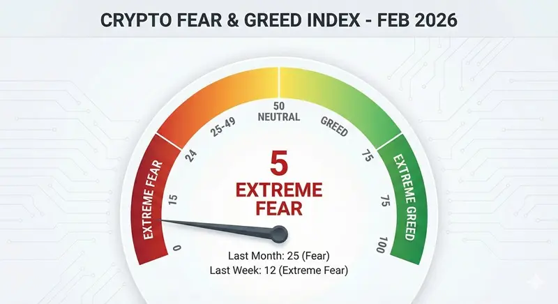 Gráfico del Índice de Miedo y Codicia Cripto Febrero 2026
